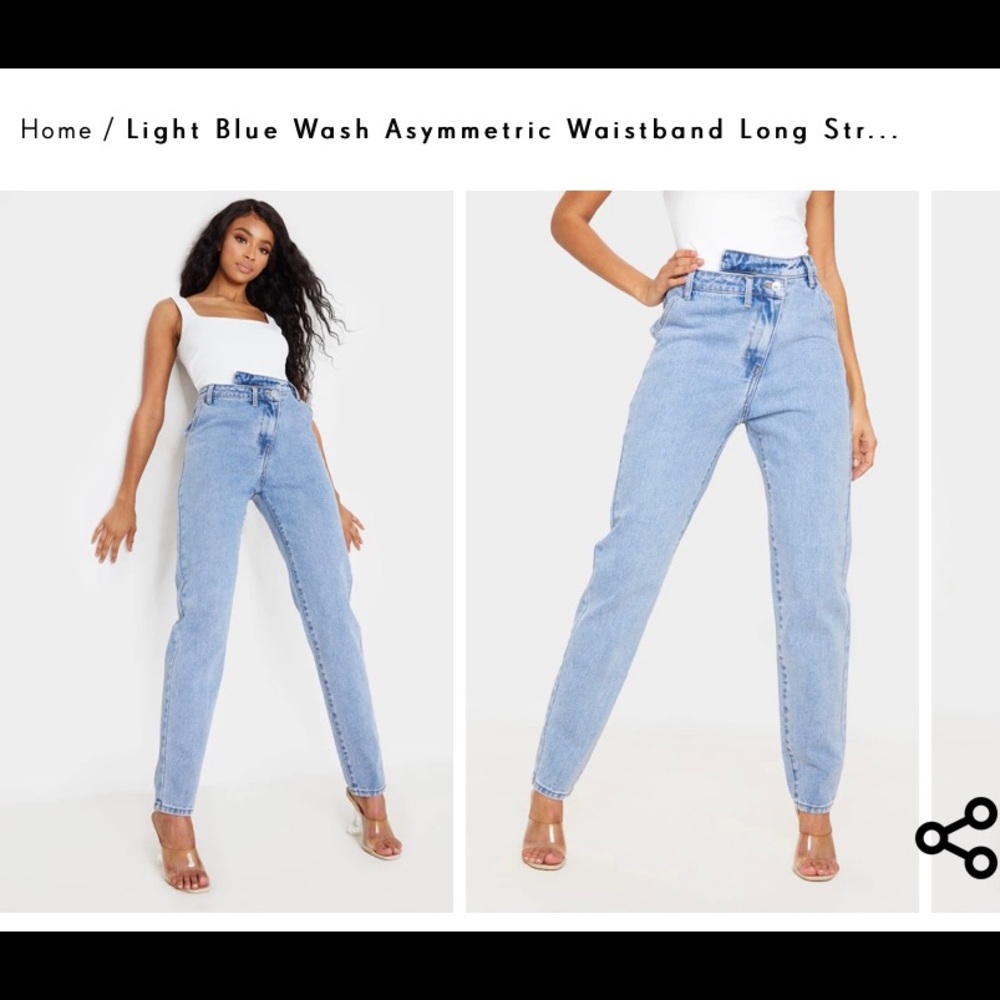 Light Blue Wash Asymmetric Waistband Jeans size 2